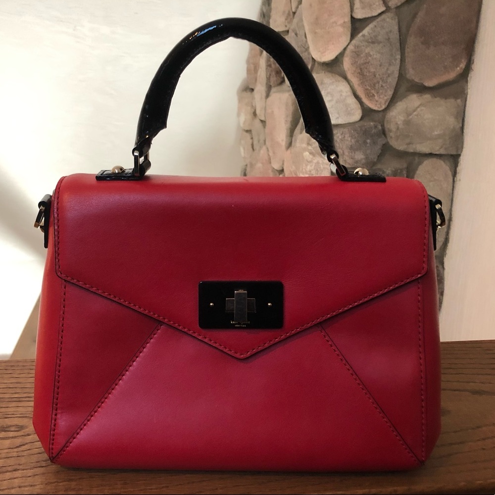 Kate Spade red and black envelope satchel purse